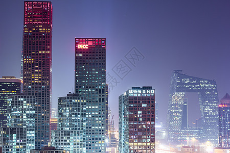 北京东三环国贸夜景背景图片