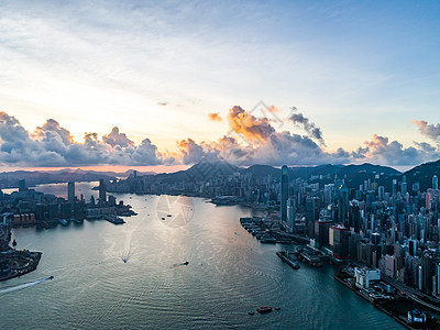 中国香港城市天际线背景图片