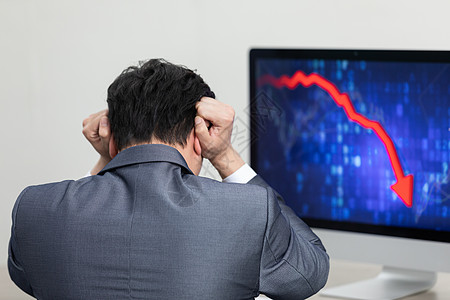 商务男性遭遇股市熔断危机背景图片