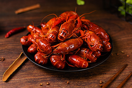 夜宵美食香辣小龙虾背景图片