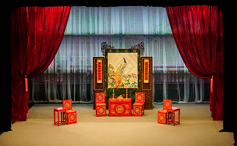 中国风室内室内戏台中国戏曲越剧舞台背景