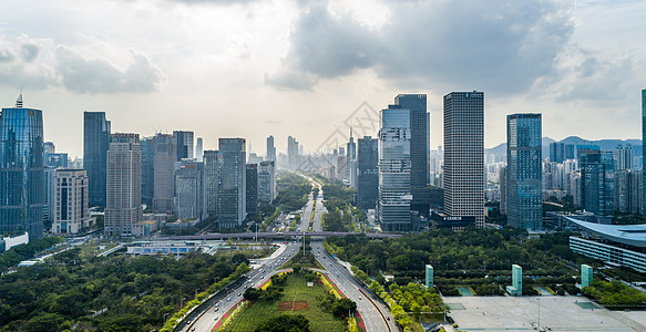 特大城市深圳福田区市民中心建筑群背景