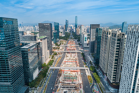 深圳福田区深南大道地铁施工背景图片