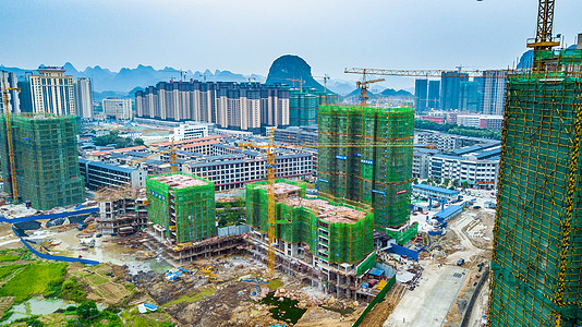 航拍桂林临桂开发区房地产建筑工地图片