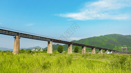 东北吉林田野中的中朝铁路图片