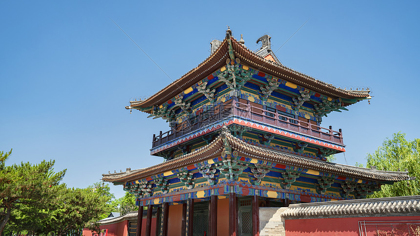 东北佛寺广佑寺风景区钟鼓楼图片