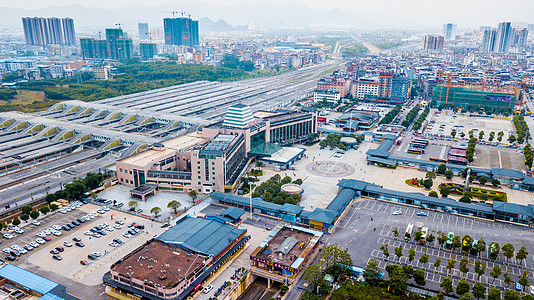 51动起来航拍桂林北站动车站五一期间背景