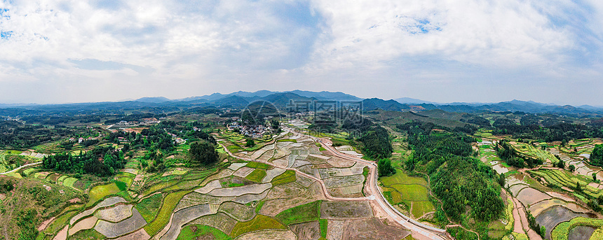 航拍乡村田野风光全景图图片