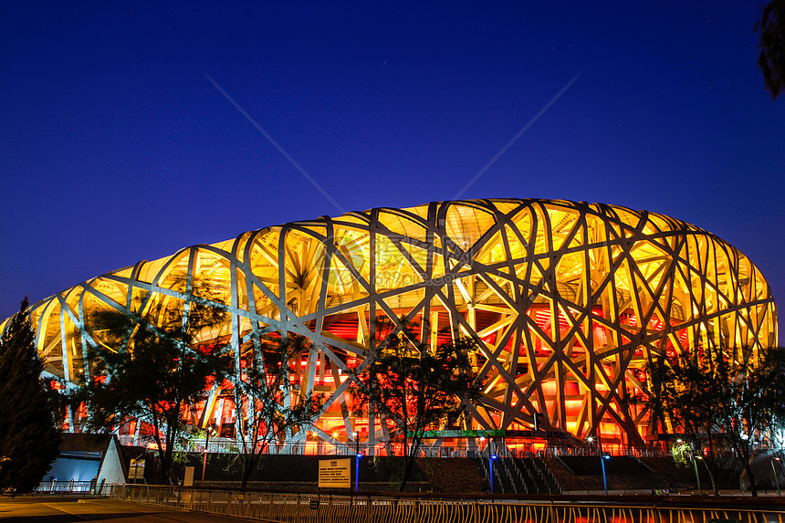 北京国家体育场鸟巢夜景灯光高清图片下载 正版图片 摄图网