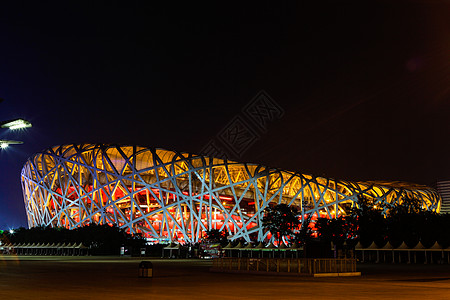 北京国家体育场鸟巢夜景灯光背景图片