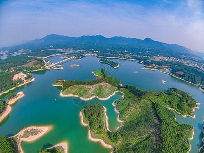 千岛湖航拍广西贵港市港北区达开水库航拍背景