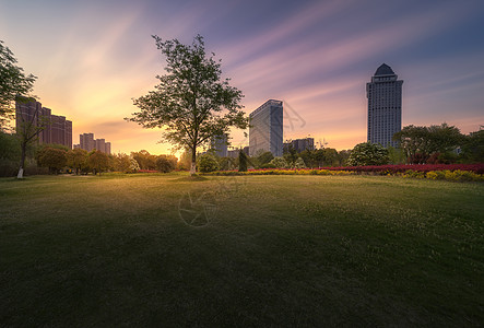 市政建筑城市落日背景