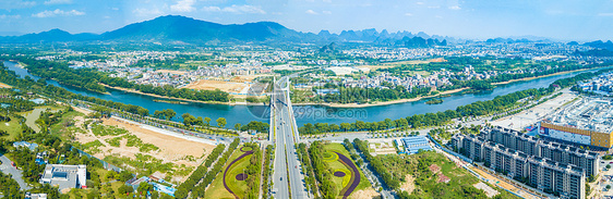 航拍漓江南洲大桥全景图桂林风光城市建筑桥梁图片