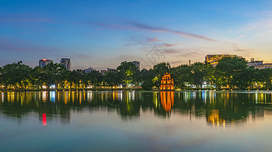 越南河内还剑湖夜景图片