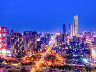 长沙夜景航拍长沙城市夜景背景