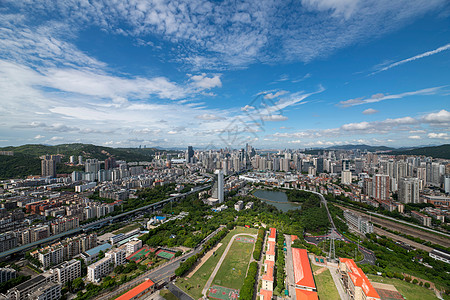 城市高处君悦山远眺背景