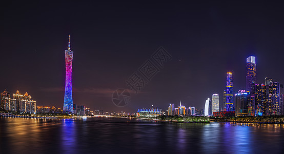 广州东塔珠江新城夜景背景