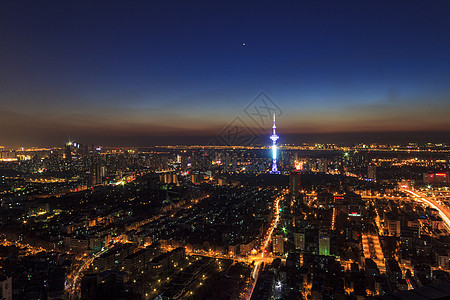 南京夜景全景鼓楼区高清图片