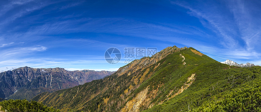 日本阿尔卑斯山群山风光全景图图片