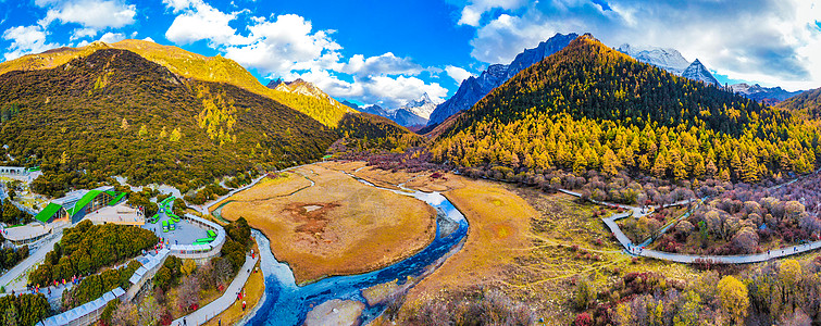 美丽四川川西风景稻城亚丁风景区航拍背景