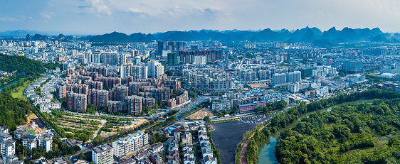 全景航拍城市建筑群楼盘物业交通图片