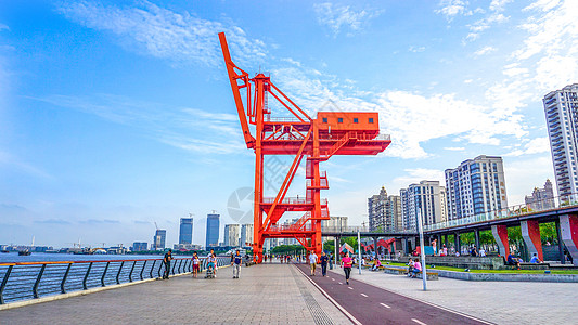 宽开放空间上海徐汇滨江绿地休闲步道背景