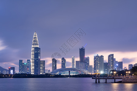 深圳湾夜景海洋体育高清图片