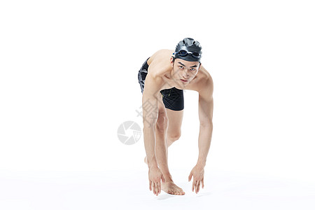 游泳人物青年男性游泳运动员热身背景
