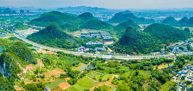 风水山全景航拍高端山间楼盘风水房地产商品房背景