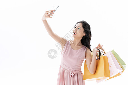 女性逛街购物自拍图片