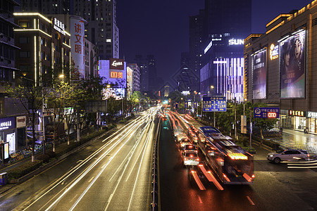 速度感背景南京新街口商圈夜景背景