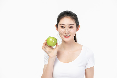 女性健康饮食吃青苹果图片