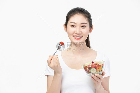 女性健康饮食吃沙拉图片