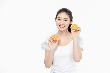 女性瘦身减肥吃柠檬背景图片