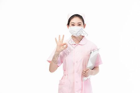 女性护士戴口罩ok手势图片