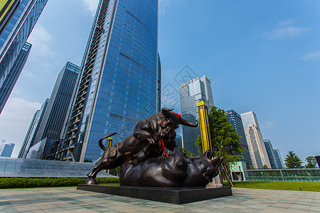 贵阳观山湖金融街水牛与大厦背景