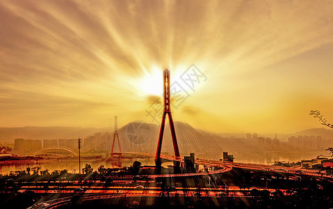 万州长江三桥背景图片