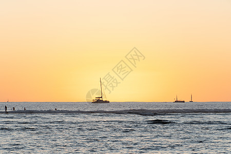 日落时分夏威夷威基基海滩日落图片