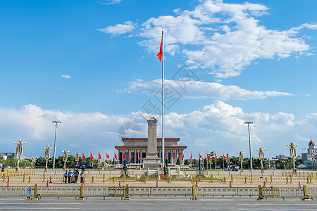 蓝天下的北京天安门广场背景图片