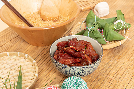 端午节豆子粽子端午节肉粽食材背景