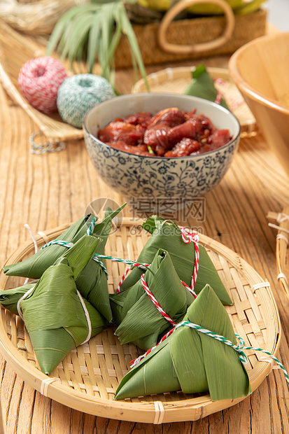 端午节肉粽食材图片