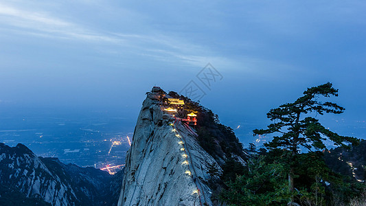 华山山顶夜景高清图片