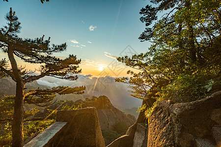 日出 山安徽黄山背景