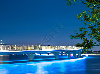 苏州园区金水湾城市夜景灯光秀背景图片