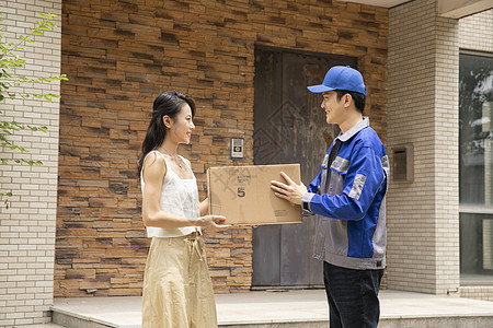 外国快递员送货快递小哥送货上门服务背景