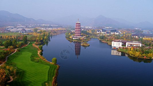 雁栖塔雁栖湖风景背景