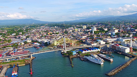 印度尼西亚城市美娜多城市风景背景