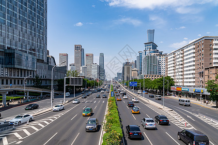 地王大厦北京国贸大街交通背景