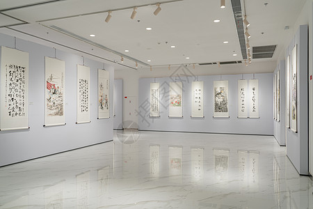 博物馆室内国画书法展览背景
