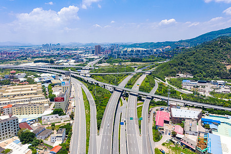 航拍城市高架枢纽带背景图片